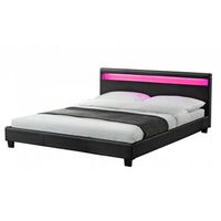 picadilly estructura de cama de polipiel negra con led integrados 160 x 200cm