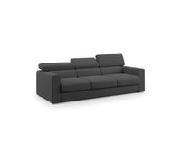 dylan sofa de 3 plazas con pouf extraible en tejido efecto algodon impermeable 240 cm antracita