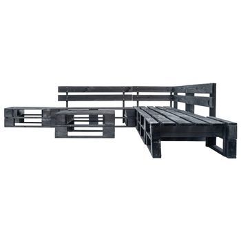 6 Piezas Set De Muebles De Jardín | Sofá De Exterior De Palets Madera Negro