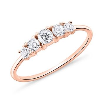 Anillo de plata 925 chapada en oro rosa con circonita cúbica