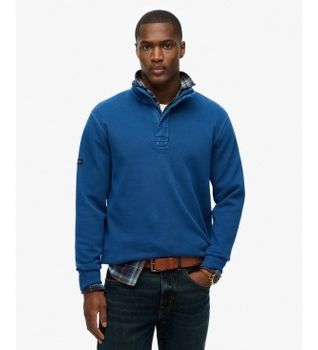 Superdry para hombre. M2014093A Camiseta Henley Cotton Classic Pique azul (XXL), Casual, Algodón, Manga larga