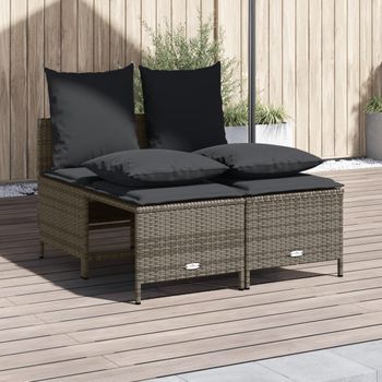Set De Sofás De Jardín 4 Uds | Mueble Jardin Mesa Y Sillas Y Cojines Ratán Sintético Gris Cfw64031
