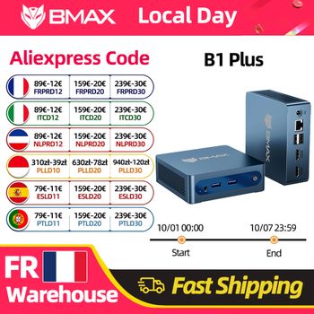 BMAX B1 Plus, PC con Windows 11, procesador Intel J3355, 6 GB de RAM, 128 GB de ROM, HDMI, USB, Wi-Fi, compatible con 4K a 60 Hz, tarjeta gráfica Intel HD Graphics 500, mini PC.