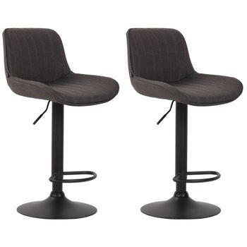 Set De 2 Taburetes De Bar Lentini En Tela Gris Oscuro 50x50x86 Cm Clp