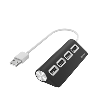 HUB USB 2.0 HAMA CON 4 PUERTOS USB 2.0 480Mbits COLOR NEGRO