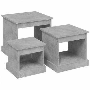 3 Uds Mesas De Centro - Mesas Bajas Madera De Ingeniería Gris Hormigón