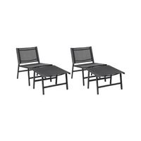 conjunto de 2 sillas de jardin modernas para exteriores asiento de textileno estructura de metal con reposapies negro marceddi