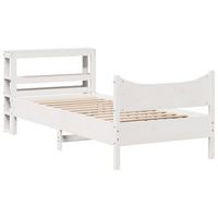 estructura de cama con cabecero madera pino blanco 75x190 cm vidaxl