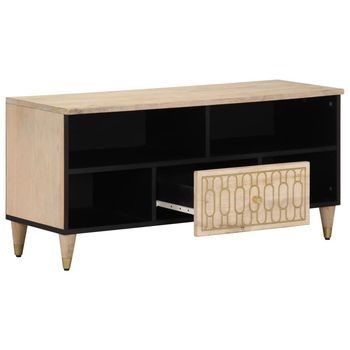 Mueble Tv | Mueble De Salón | Armario Tv Madera Maciza De Mango 100x33x46 Cm