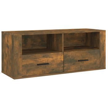 Mueble Tv | Mueble De Salón | Armario Tv Madera Contrachapada Roble Ahumado 100x35x40 Cm