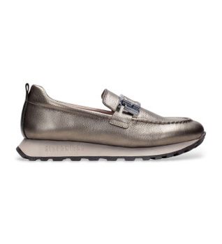 Hispanitas para mujer. HI243621 Mocasines de piel Bolment plomo (40), Plata, 3 a 5cm, Ninguno, Casual