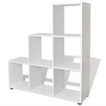 Estantería librería en forma de escalera madera 107 cm blanco