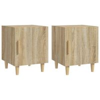 pack 2 uds mesitas de noche  mesa auxiliar  mesilla madera contrachapada color roble sonoma
