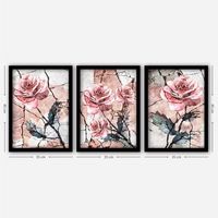 cuadro decorativo enmarcado 3sc66 multicolor 35x45 cm 3 piezas
