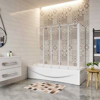 mampara de banera perfil gris mate  panel lateral 120x70x140cm aica