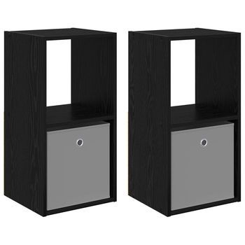 Mesita De Noche 2 Uds. Roble Negro 35 X 32 X 68,5 Cm Vidaxl