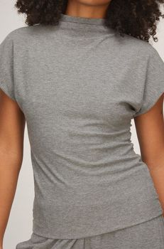 Hunkemöller Camiseta de manga corta con cuello mockneck Gris