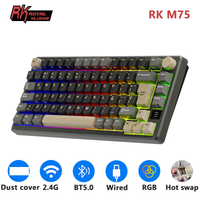 rk royal kludge m75 teclado mecanico espanol 81 teclas rgb retroiluminado 24g inalambricobluetoothusb-c teclado para juegos c