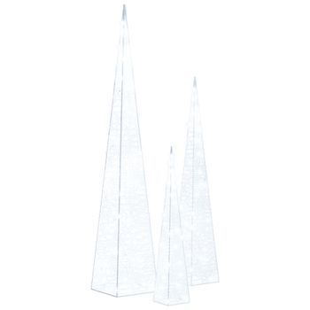 Set Cono Luz Led Decorativo Acrílico Blanco Frío 30/45/60cm Vidaxl