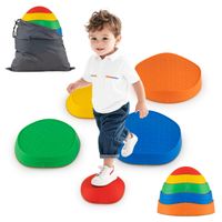 costway piedras de equilibrio para ninos 5 piezas con superficie antideslizante y bolsa de almacenamiento para habilidades motoras fuerza multicolor