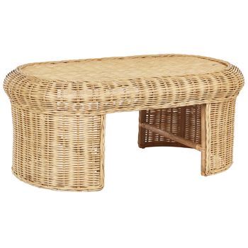 Mesa De Centro Fabricada En Ratán Natural Estilo Boho Livadeia
