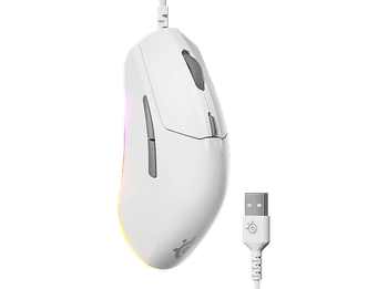 Ratón gaming - SteelSeries Rival 3 Gen 2, Por cable, Sensor óptico TrueMove Core, 8,5K PPP, 6 Teclas, Blanco