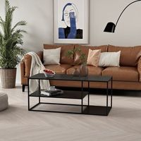 mesa de centro solund con 2 estantes acero 120x50x50cm - negro mate encasa