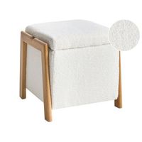 puf con almacenaje glamuroso reposapies tapizado en boucle sala de estar dormitorio blanco edland