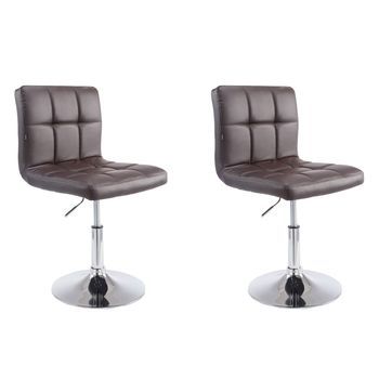 Set De 2 Taburetes Lounger Palma V2 Simil Cuero Marrón 49x44x74 Cm Clp