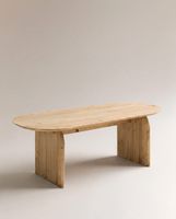 mesa de comedor ovalada de madera maciza en tono medio de 200x752cm