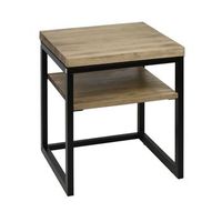mesita de noche eco three big wood con estante 40x40x47cm negra en madera maciza de pino acabado vintage estilo industrial box furniture
