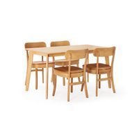 juego de mesa 140x80 cm y 4 sillas de comedor nala color roble