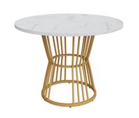 mesa de comedor 1 pieza - mesa de cocina con marco metalico moderno diseno de marmol - blanco