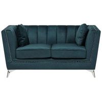 sofa 2 plazas tapizado azulverde acabado con clavos acolchado gaula