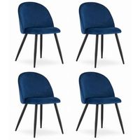 set de 4 silla de comedor terciopelo valora bello asiento de terciopelo azul marino