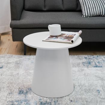 Mesa De Centro Nyd Redonda Mdf 44x40cm - Blanco [en.casa]