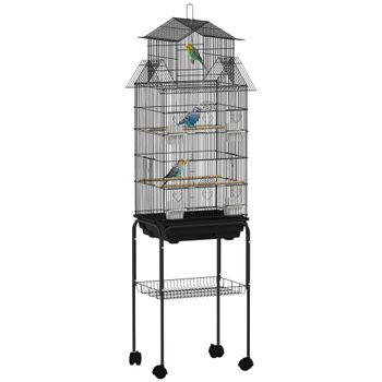 PawHut Jaula para Pájaros con 5 Puertas 2 Comederos 2 Perchas