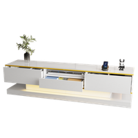 mueble de tv moderno con 3 cajones y 1 compartimento abierto r diseno de alto brillo con led que cambian de color 180x38x45cm