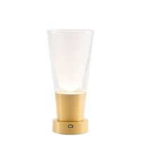 jarron zafferano soffio - lampara de mesa led recargable ip65 funcion jarron regulador tactil cristal transparente y base dorada - 10h autonomia