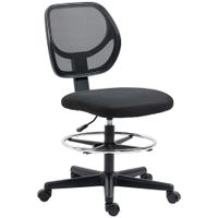 vinsetto silla de oficina asiento alto en malla altura ajustable 50-70 cm con reposapies giratorio 360 negro   aosom espana