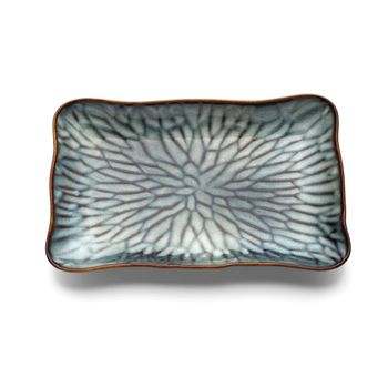 Plato de cerámica en gris y marrón 30,5x19,5x3,3 cm