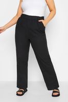 yours pantalones negros anchos de algodon fresco mujer curvy y tallas grandes yours