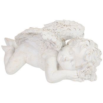 Figura Decoración Ángel De Resina Blanco 34x19x15.5h Cm