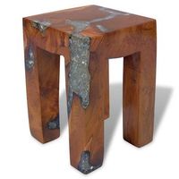 taburete de madera maciza de teca y resina vidaxl