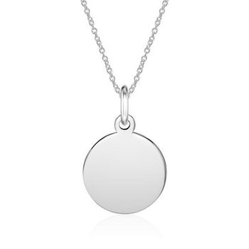 Cadena con colgante redondo de oro blanco 14 quilates grabable