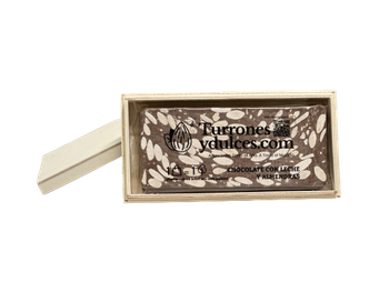 Turrón Chocolate con leche y almendras, En caja de madera, Para...
