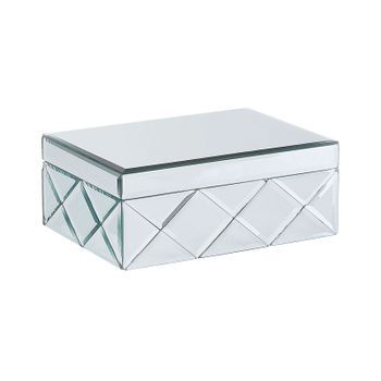 Joyero De Acero Plateado Cristal Efecto Espejo Organizador De Almacenamiento Decorativo 25 X 18 X 11 Cm Pieza Decorativa Glamour Gorron