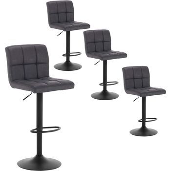 Juego De 4 Taburetes De Bar Con Respaldo, De Polipiel Y Acero, 44x38x114cm, Color Antracita.