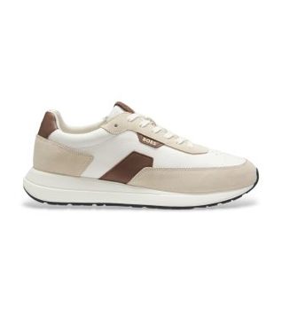 BOSS para hombre. 50568951 Zapatillas de piel Vinston Runn beige (42), Plano, Cordones, Casual