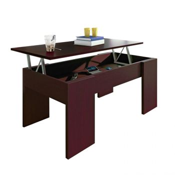 Mesa de centro elevable con almacenaje oculto 90x43,5-53,5 cm wengue